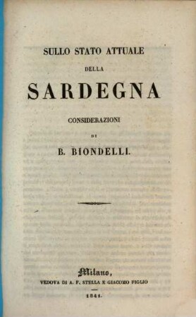 Sullo stato attuale della Sadegna