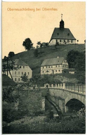 Oberneuschönberg. Kirche und Brücke