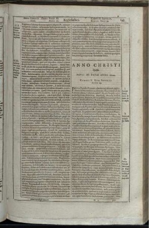 Anno Christi 1549. Pauli Papae III. Anno ultimo. Caroli V. Rom. Imperat. Anno 29