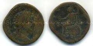 Antike, römische Münze, Sesterz, Marcus Aurelius, 2. Jh.