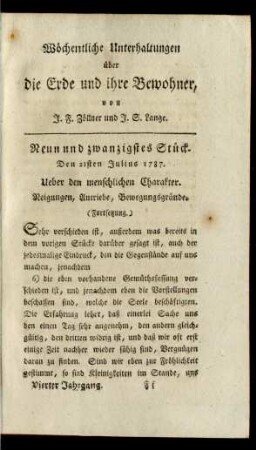 Neun und zwanzigstes Stück