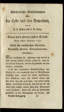 Neun und zwanzigstes Stück