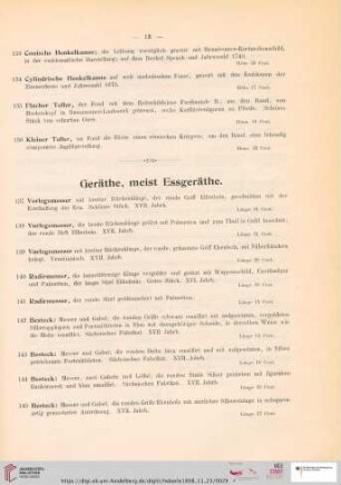 Geräthe, meist Essgeräthe (Nr. 137 - 159)