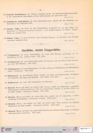 Geräthe, meist Essgeräthe (Nr. 137 - 159)