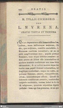 Pro L. Murena, Oratio Tertia Et Vicesima