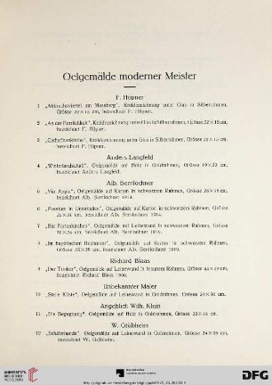 Oelgemälde moderner Meister (Nr. 1-100)