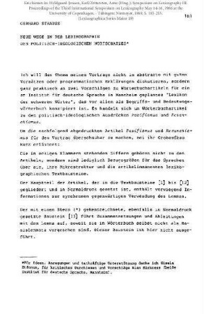 Neue Wege in der Lexikographie des politisch-ideologischen Wortschatzes