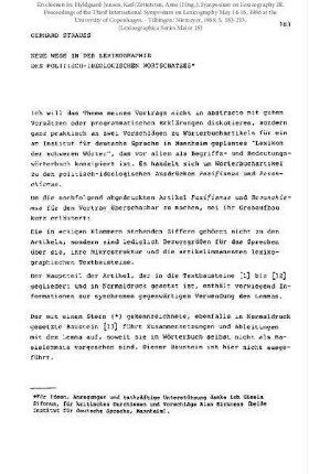 Neue Wege in der Lexikographie des politisch-ideologischen Wortschatzes