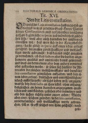 Tit. XVI. Von der Litis contestation.