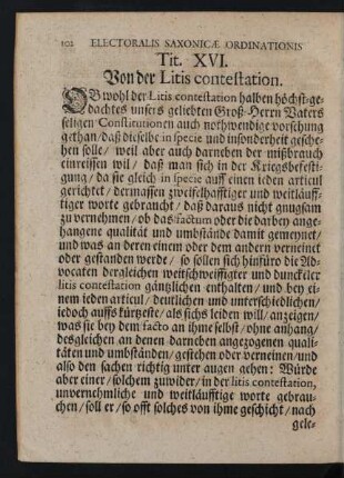 Tit. XVI. Von der Litis contestation.