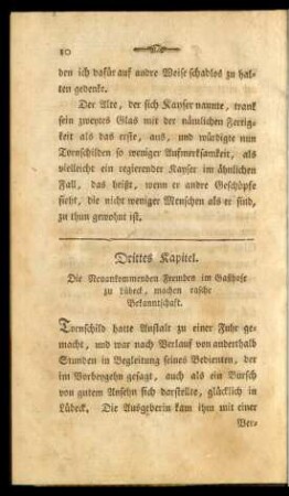 Drittes Kapitel. Die Neuankommenden Fremden im Gasthofe zu Lübeck, machen rasche Bekanntschaft.