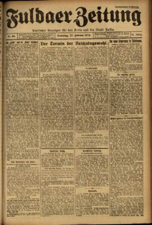 Erste Ausgabe vom Samstag, den 23. Februar 1924.