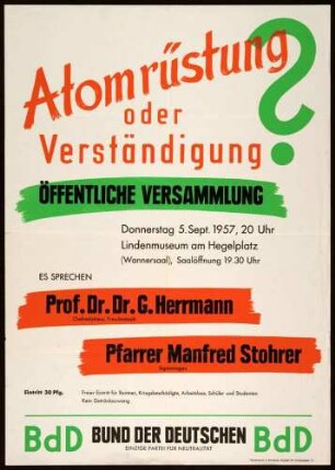 BdD, Bundestagswahl 1957