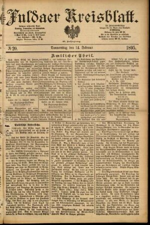 Erste Ausgabe vom Donnerstag, den 14. Februar 1895.