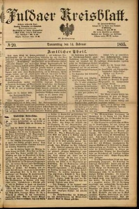 Erste Ausgabe vom Donnerstag, den 14. Februar 1895.