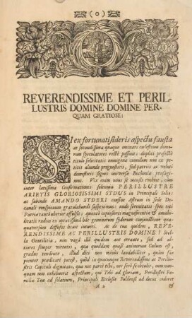 Reverendissime et perillustris Domine Domine perquam gratiose!