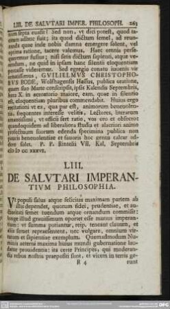 LIII. De salutari imperantium phiolosophia