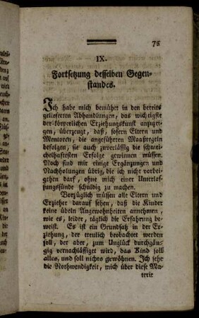 IX. Fortsetzung desselben Gegenstandes