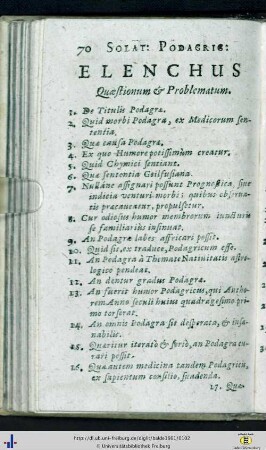 Elenchus Questionem et Problematum Pars I.