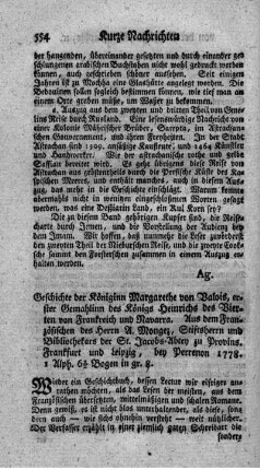Geschichte der Königinn Margarethe von Valois, erster Gemahlinn des Königs Heinrichs des Vierten von Frankreich und Navarra.