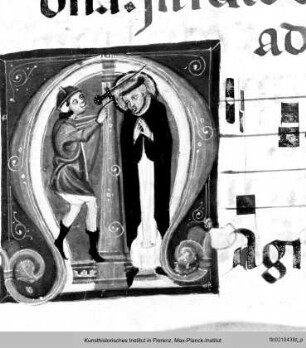 Handschrift : Historisierte Initiale M: Petrus Märtyrer