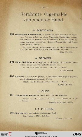 Gerahmte Ölgemälde von anderer Hand (Nr. 488-499)