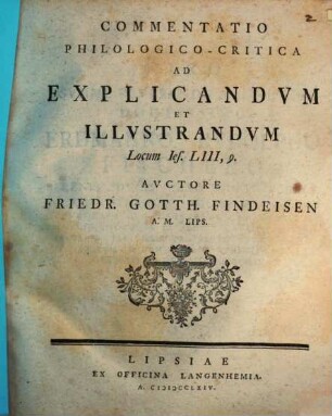 Commentatio philol. crit. ad explicandum et illustrandum locum Ies. LIII, 9