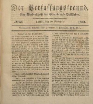 № 59. Cassel, den 22. November 1831.