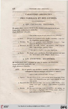 Caractères distinctifs des familles et des genres