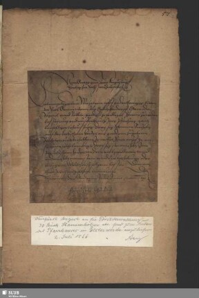 Brief Kurfürst Augusts von Sachsen an die Forstverwaltung, dat. Schweinitz, 02.07.1566.