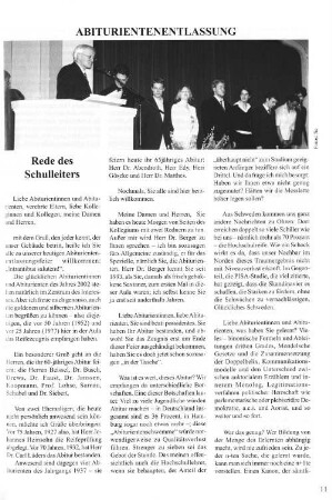 Rede des Schulleiters