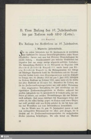 B. Vom Anfang des 19. Jahrhunderts bis zur Reform nach 1810 (Cotta)