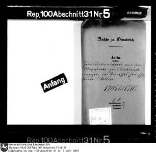 Jurisdiktionsstreit mit dem Magistrat zu Osnabrück wegen des Prozesses der Eheleute Willen