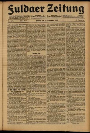 Erste Ausgabe vom Freitag, den 21. November 1913.