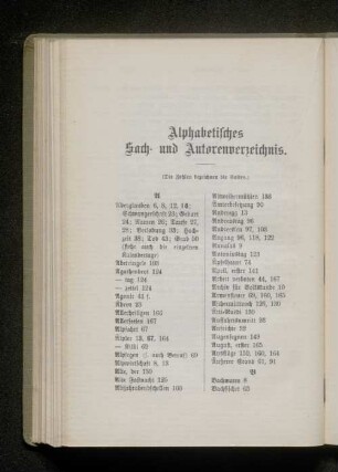 Alphabetisches Sach- und Autorenverzeichnis.