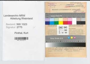 Entnazifizierung Kurt Pinthal , geb. 24.02.1909 (Inspektor)