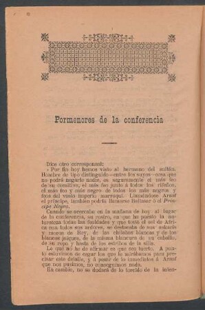 Pormenores de la conferencia