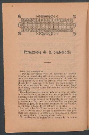 Pormenores de la conferencia
