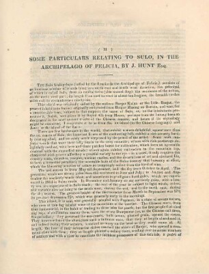 Some particulars relating to Sulo, in the archipelago of Felicia, by J. Hunt esq.