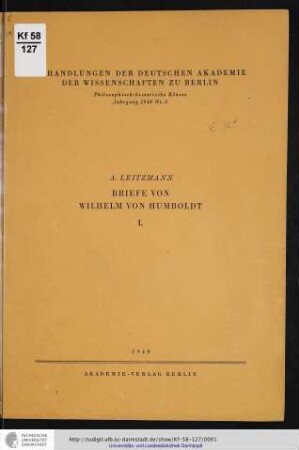 Briefe von Wilhelm von Humboldt