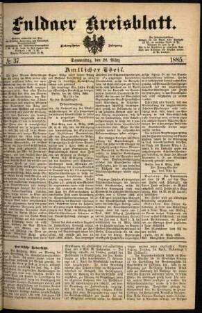 Ausgabe vom Donnerstag, den 26. März 1885.