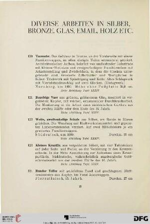 Diverse Arbeiten in Silber, Bronze, Glas, Email, Holz etc. (Nr.120-146)