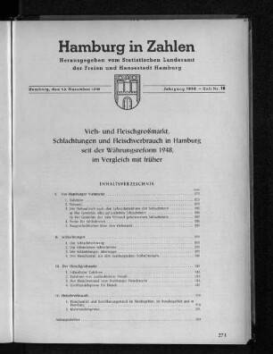 Vieh- und Fleischgroßmarkt, Schlachtungen und Fleischverbrauch in Hamburg seit der Währungsreform 1948 im Vergleich mit früher