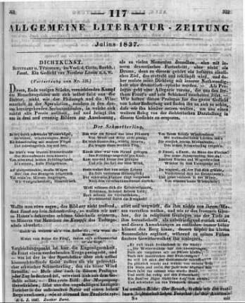 Lenau, N.: Faust. Ein Gedicht. Stuttgart; Tübingen: Cotta 1836 (Fortsetzung von Nr. 116)