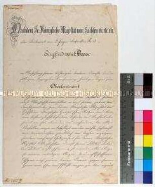 Sächsisches Patent für den Infanterieoberleutnant Siegfried von Bosse