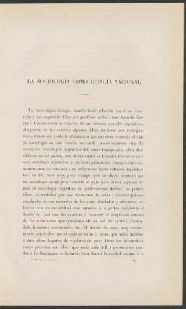 La sociología como ciencia nacional