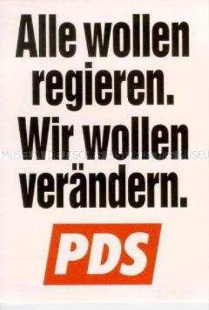 Aufkleber der PDS zur Wahl des Berliner Abgeordnetenhauses 1995