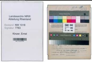Entnazifizierung Ernst Kinzer , geb. 29.01.1907 (Kaufmaennischer Angestellter)
