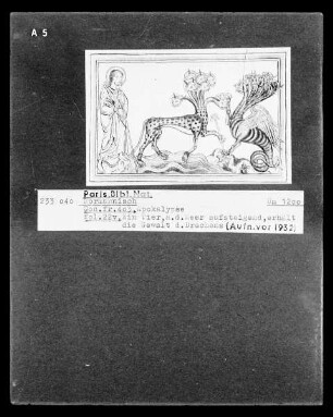 Apokalypse — Ein Tier aus dem Meer erhält die Gewalt des Drachen, Folio fol. 22 verso