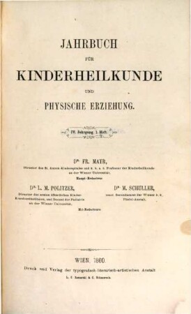 Jahrbuch für Kinderheilkunde und physische Erziehung. 4. 1861